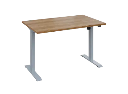 Flexi 28-12 výškově nastavitelný stůl, kovová podnož stříbrná, deska 25 mm, široký 1200 mm, ořech světlý